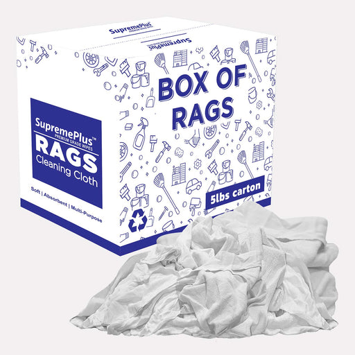 Recycled White Sweatshirt Cleaning Rags - 600 lbs Pallet - 120 x 5 lbs Boxes - Wiping Hub