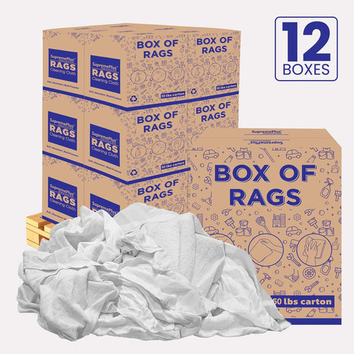 Recycled White Sweatshirt Cleaning Rags 600 lbs. Pallet - 12 x 50 lbs. Boxes - Wiping Hub