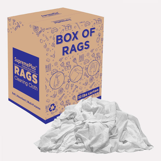 Recycled White Sweatshirt Cleaning Rags - 600 lbs Pallet - 12 x 50 lbs Boxes - Wiping Hub