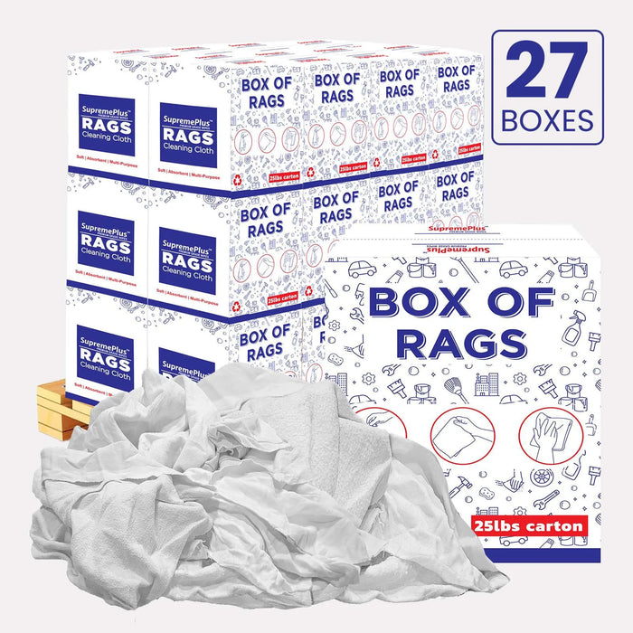 Recycled White Sweatshirt Cleaning Rags 675 lbs. Pallet - 27 x 25 lbs. Boxes - Wiping Hub