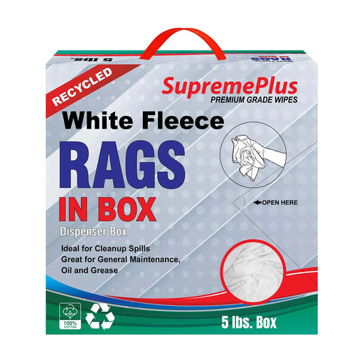 Recycled White Sweatshirt Cleaning Rags 800 lbs. Pallet - 160 x 5 lbs. Compressed Box - Wiping Hub