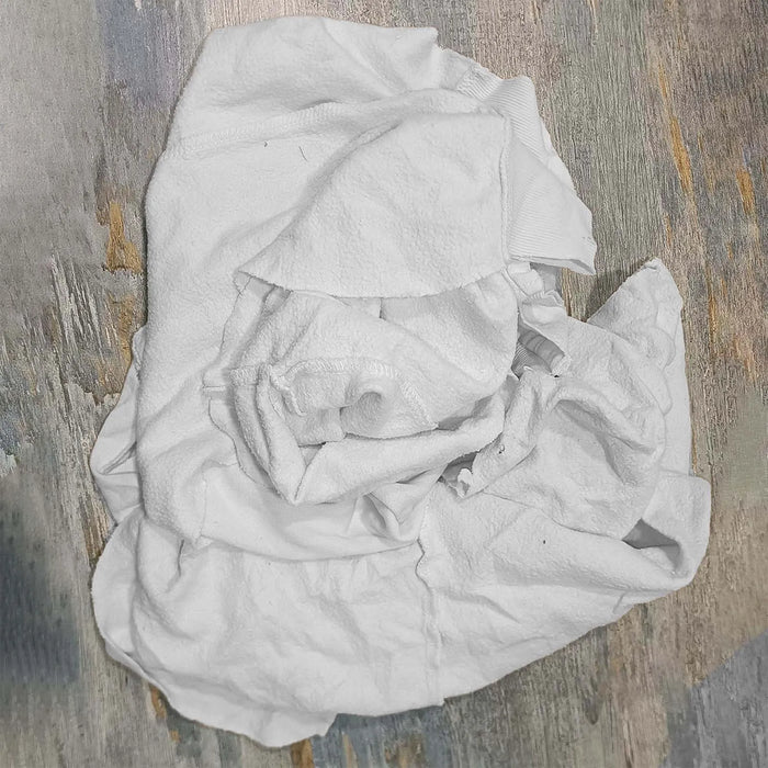 Recycled White Sweatshirt Cleaning Rags 960 lbs. Pallet - 96 x 10 lbs. Bags - Wiping Hub