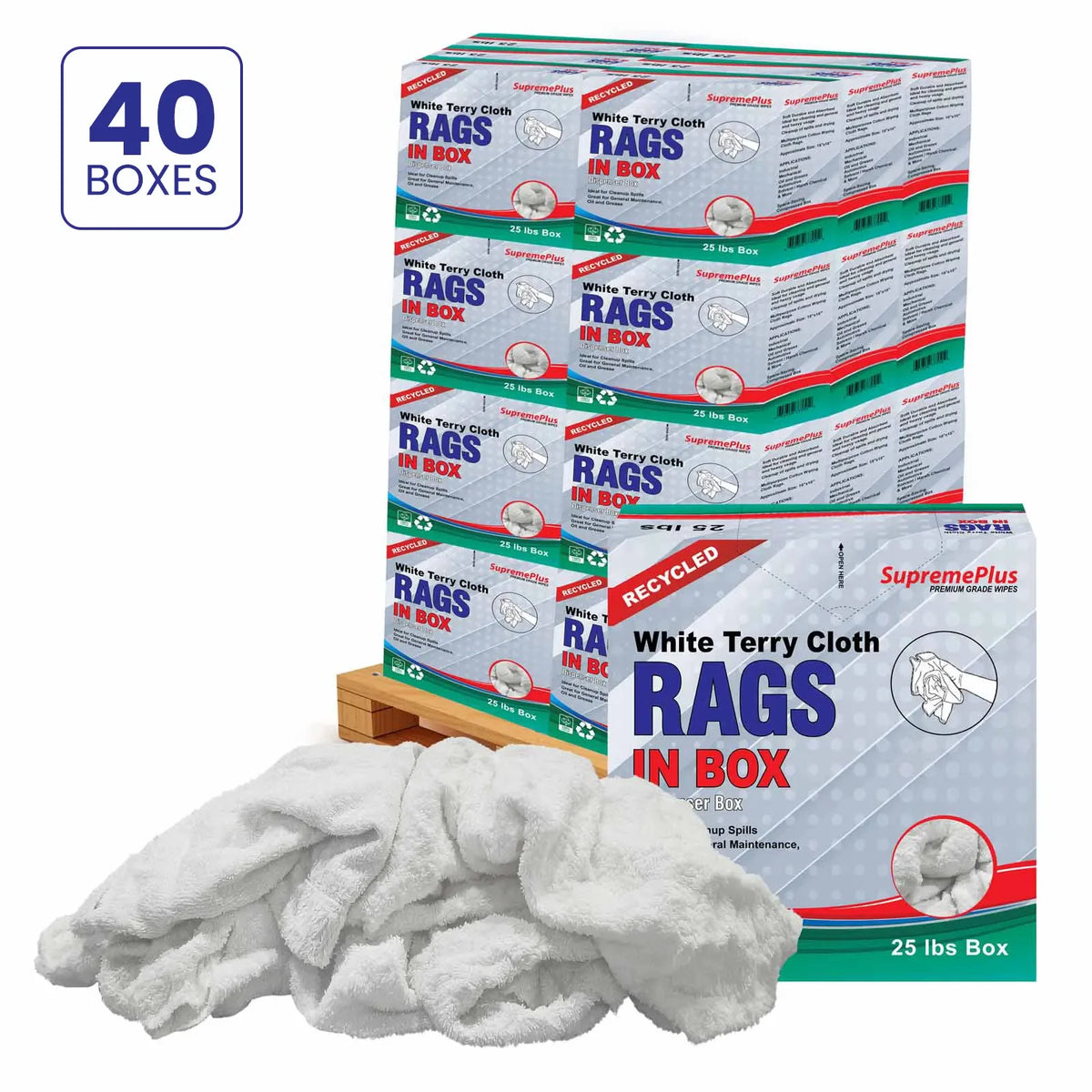 Recycled White Terry Towel Cleaning Rags - 1000 lbs. Pallet - 40 x 25 ...