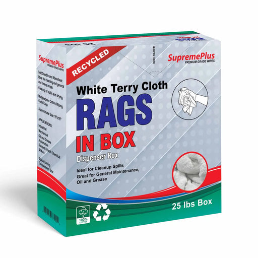 Recycled White Terry Towel Cleaning Rags - 1000 lbs. Pallet - 40 x 25 lbs. Compressed Box - Wiping Hub