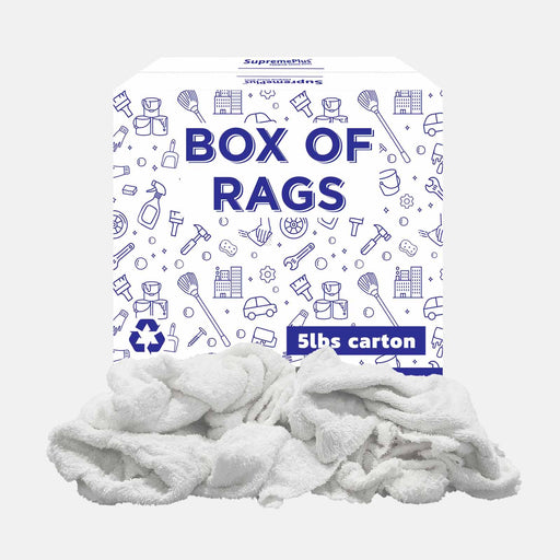 Recycled White Terry Towel Cleaning Rags – 5 lbs Box – Wiping Hub