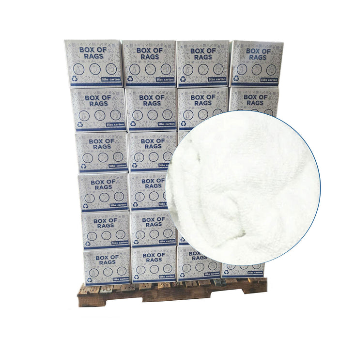 White Terry Towel Rags - 600 lbs. Pallet - 120 x 5 lbs. Boxes - Wiping Hub