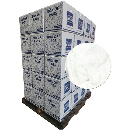 White Terry Towel Rags - 720 lbs. Pallet - 72 x 10 lbs. Boxes - Wiping Hub