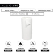 Oil-Only Meltblown Sorbent Rolls - Heavy Weight - 30" x 150' - Wiping Hub