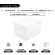 Oil-Only Meltblown King Sorbent Pads - Medium Weight - 30" x 30" - Wiping Hub