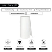 Oil-Only Meltblown Sorbent Rolls - Medium Weight - 30" x 150' - Wiping Hub