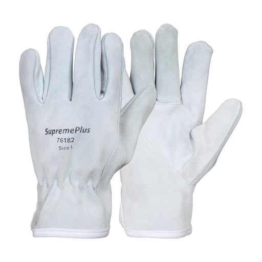 Split Cowhide Leather Driver Gloves - White - L, XL, 2XL