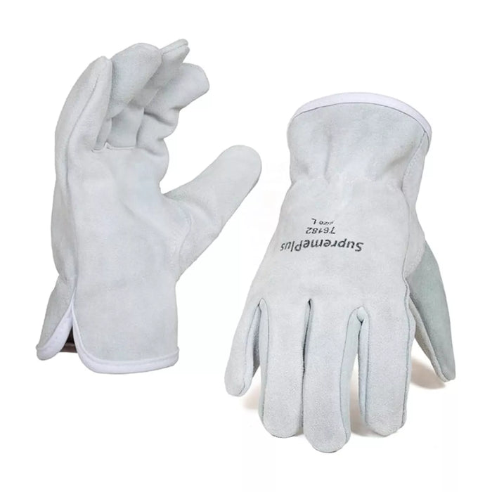Split Cowhide Leather Driver Gloves - White - L, XL, 2XL - Wiping Hub