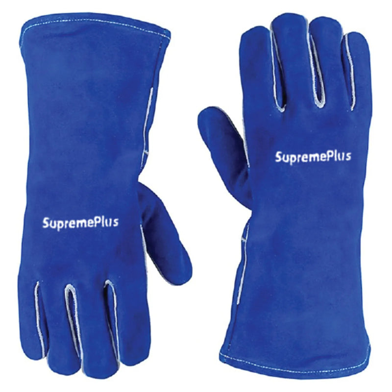 Split cowhide welding gloves double palm blue - Product - Wiping Hub
