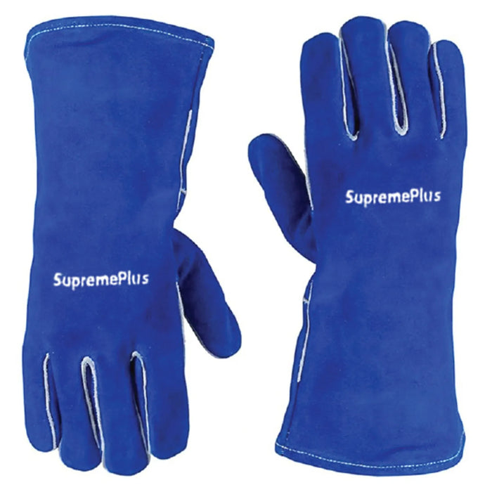 Split cowhide welding gloves double palm blue - Product - Wiping Hub