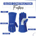 Split cowhide welding gloves double palm blue - Infographic - Wiping Hub