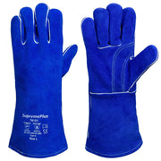 Split Cowhide Leather Welding Gloves - Single Palm - Blue - L, XL, 2XL - Wiping Hub