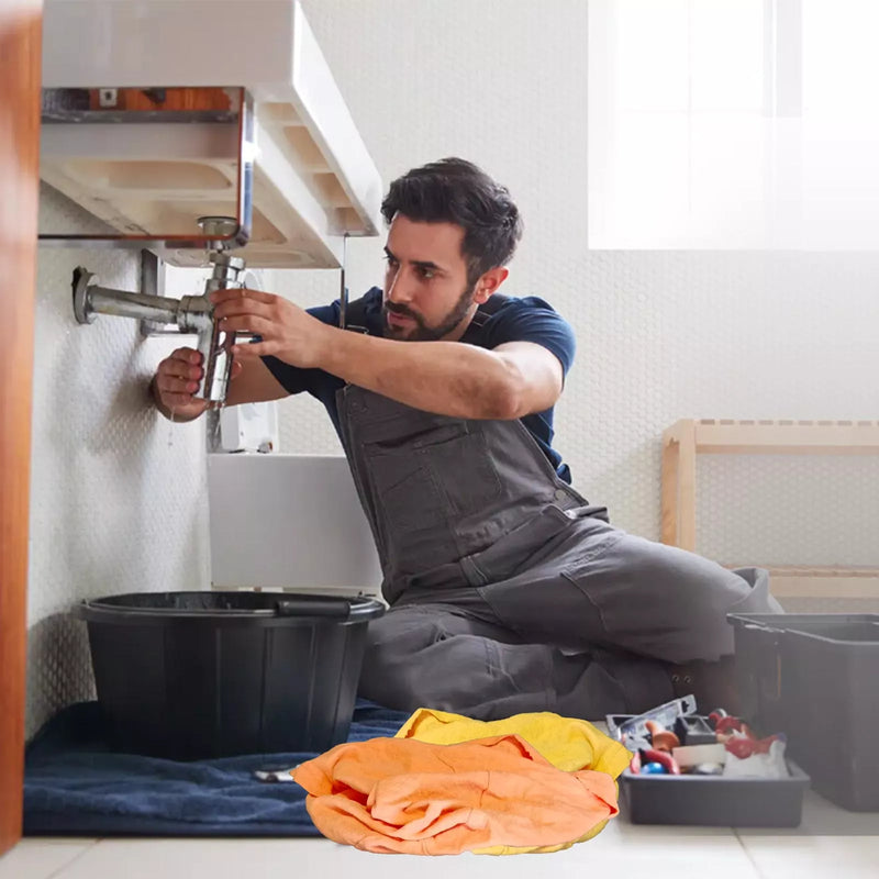 Multi-color washed T-shirt rags from Wiping Hub, showing soft, durable fabric used for cleaning and wiping surfaces.