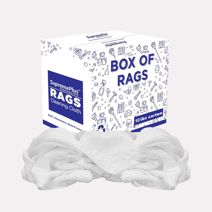 White Half Towel Cleaning Rags – 10 lbs Box – Wiping Hub