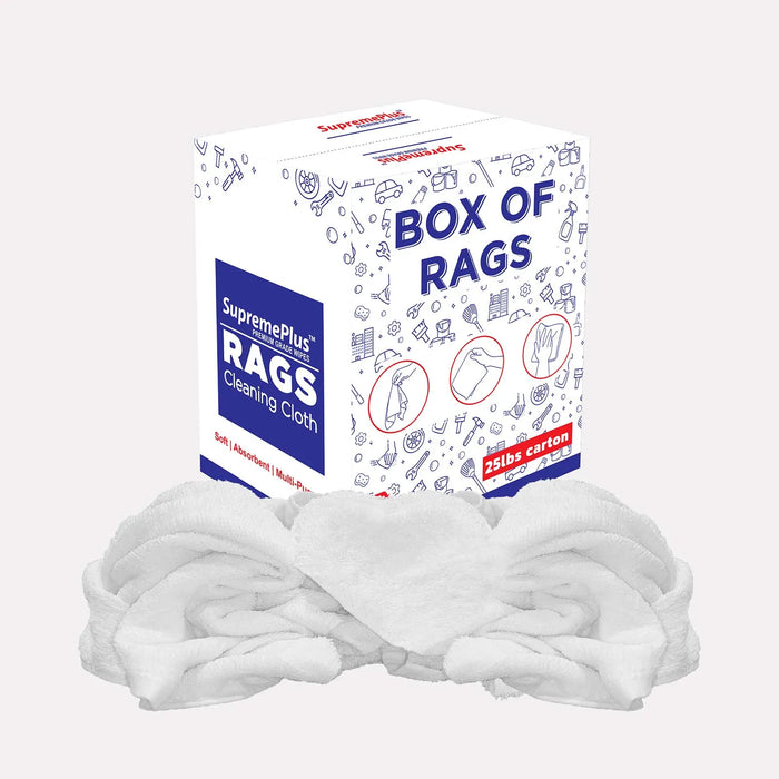 White Half Towel Cleaning Rags – 25 lbs Box – Wiping Hub