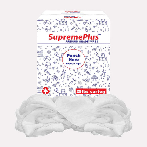 White Half Towel Cleaning Rags – 25 lbs Box – Wiping Hub