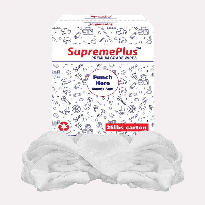 White Half Towel Cleaning Rags – 25 lbs Box – Wiping Hub