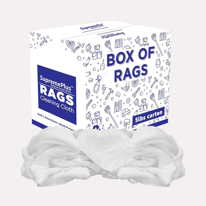 White Half Towel Cleaning Rags 20" x 20" - 5 lbs. Box