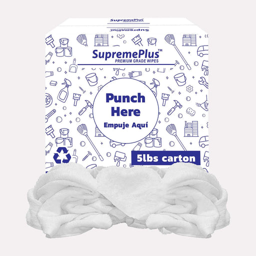 White Half Towel Cleaning Rags – 600 lbs Pallet – 120 × 5 lbs Boxes – Wiping Hub