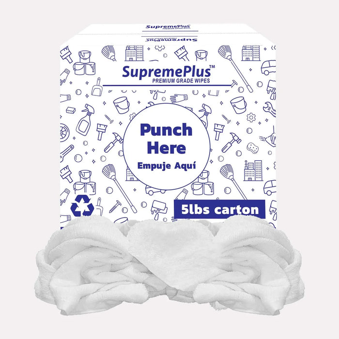 White Half Towel Cleaning Rags – 600 lbs Pallet – 120 × 5 lbs Boxes – Wiping Hub