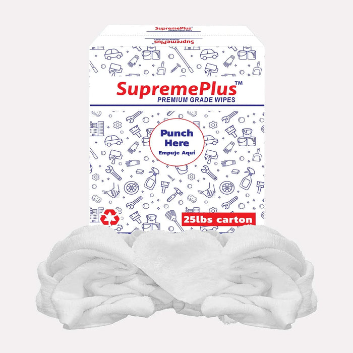 White Half Towel Cleaning Rags – 675 lbs Pallet – 27 × 25 lbs Boxes – Wiping Hub
