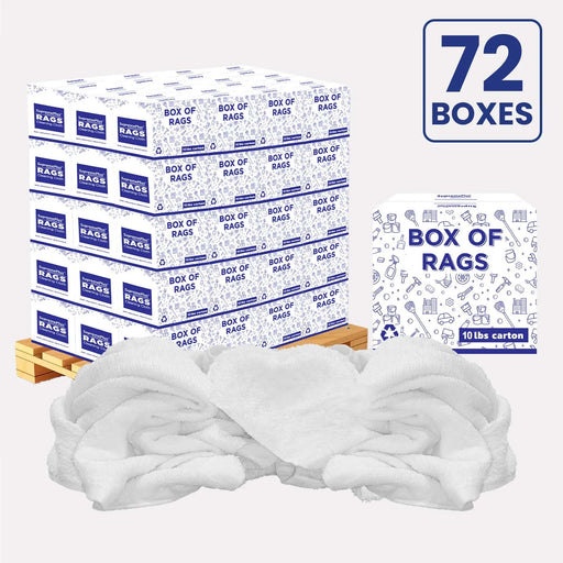 White Half Towel Cleaning Rags – 720 lbs Pallet – 72 × 25 lbs Boxes – Wiping Hub
