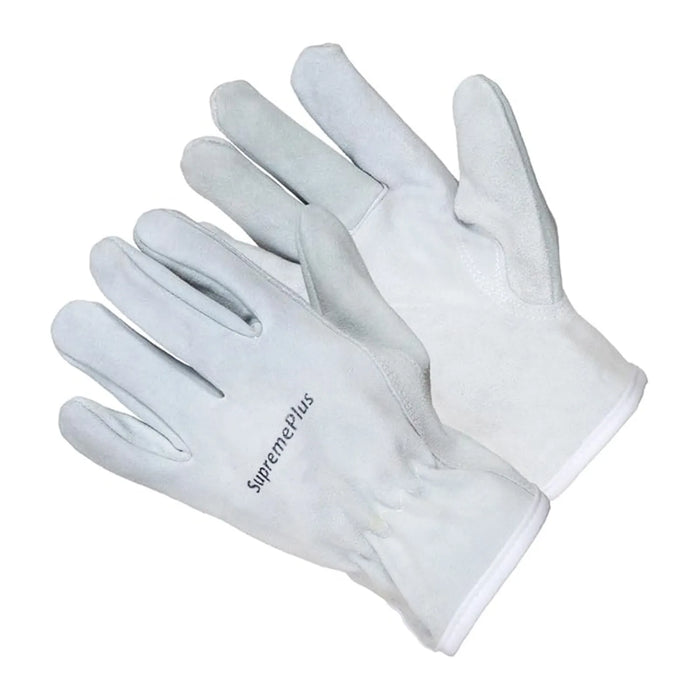 White split cowhide leather driver gloves – Wiping Hub