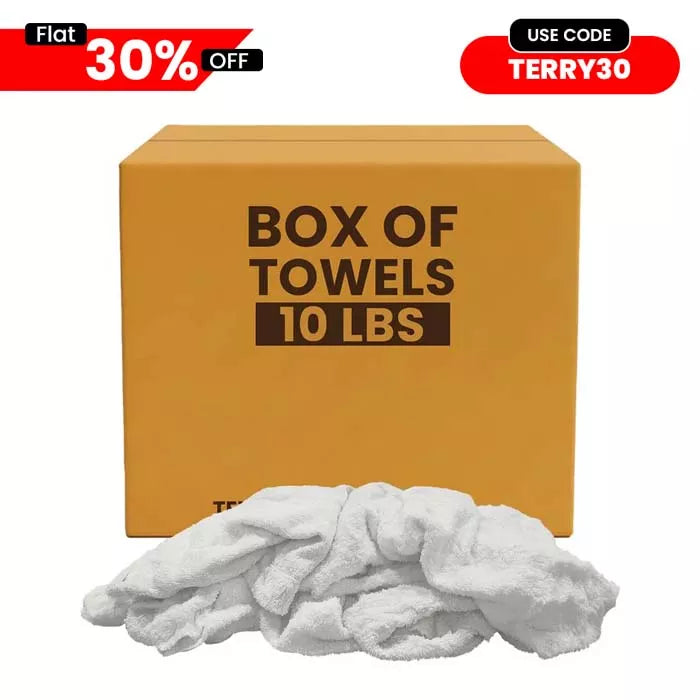 Clean Up Terry White Bar Towels - 14x17 to 16x19 - 10 lbs. Box