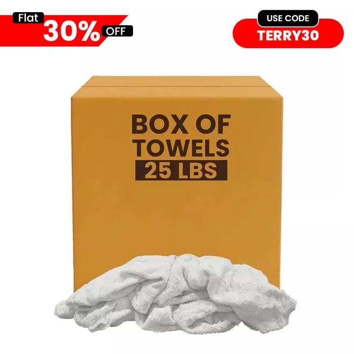 Clean Up Terry White Bar Towels - 14x17 to 16x19 - 25 lbs. Box