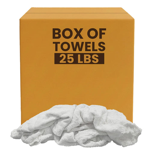 Clean Up Terry White Bar Towels - 14x17 to 16x19 - 25 lbs. Box - Wiping Hub