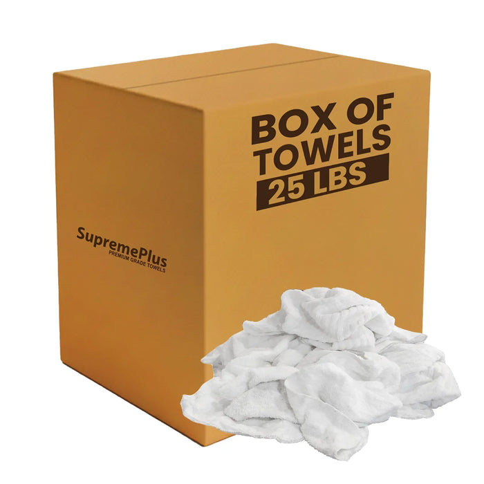 Clean Up Terry White Bar Towels - 14x17 to 16x19 - 25 lbs. Box - Wiping Hub