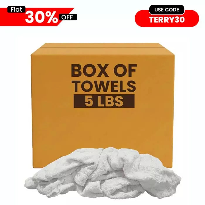 Clean Up Terry White Bar Towels - 14x17 to 16x19 - 5 lbs. Box