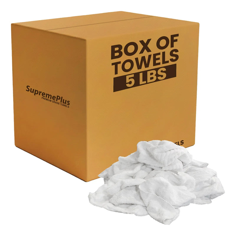 Clean Up Terry White Bar Towels - 14x17 to 16x19 - 5 lbs. Box - Wiping Hub