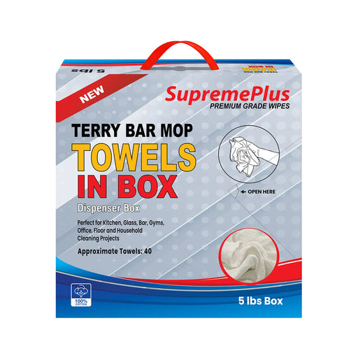 Clean Up Terry White Bar Towels - 14x17 to 16x19 - 5 lbs. Compressed Box - Wiping Hub