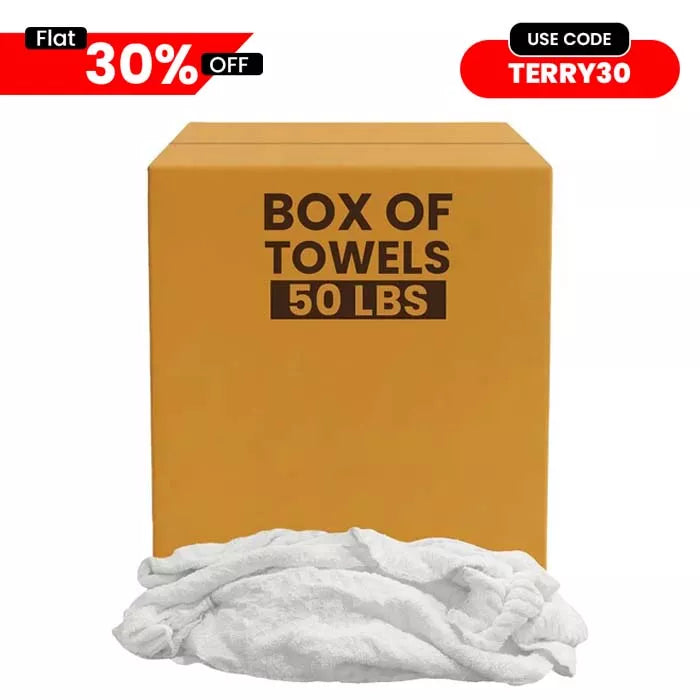 Clean Up Terry White Bar Towels - 14x17 to 16x19 - 50 lbs. Box