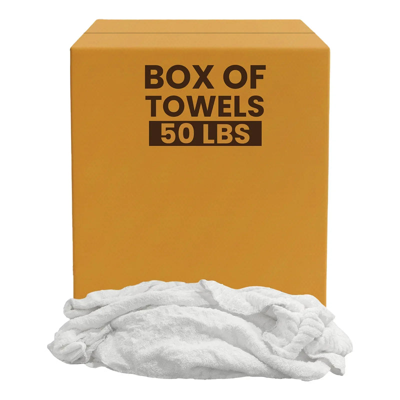 Clean Up Terry White Bar Towels - 14x17 to 16x19 - 50 lbs. Box - Wiping Hub