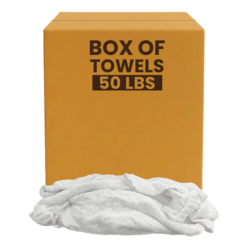 Clean Up Terry White Bar Towels - 14x17 to 16x19 - 50 lbs. Box - Wiping Hub