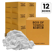 Bulk Clean Up Terry White Bar Towels  - 14x17 to 16x19 - 600 lbs. Pallet - 12 x 50 lbs. Boxes - Wiping Hub