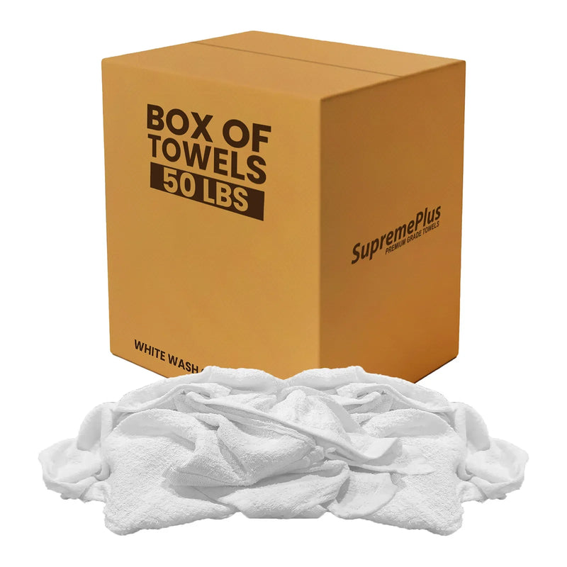 White Wash Towel Cleaning Cloth - 50 lbs Box - Wiping Hub
