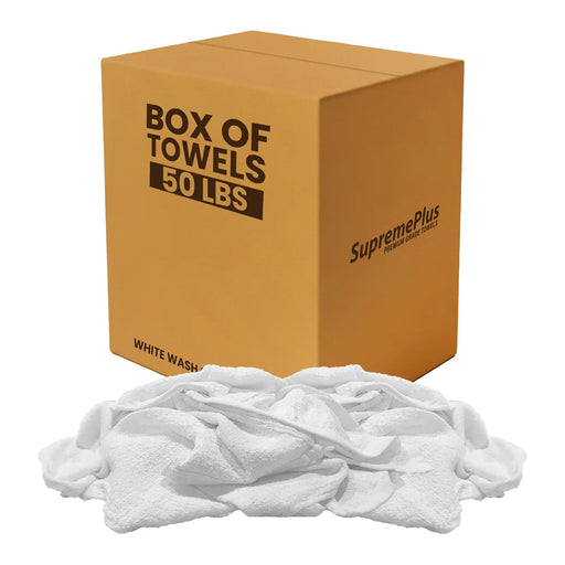 White Wash Towel Cleaning Cloth - 50 lbs Box - Wiping Hub
