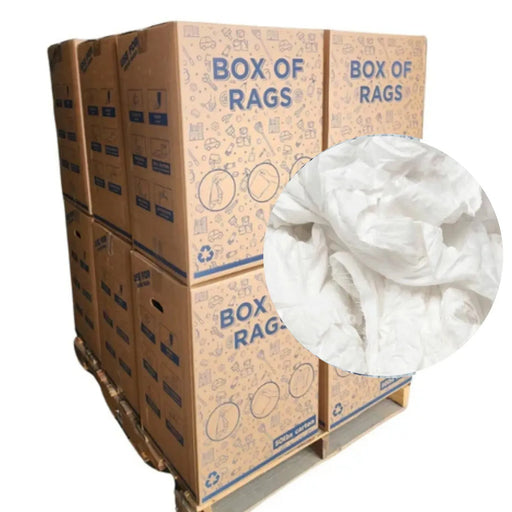 Recycled White Linen Mixed Material Cleaning Rags 600 lbs. Pallet - 12 x 50 lbs. Boxes - Wiping Hub