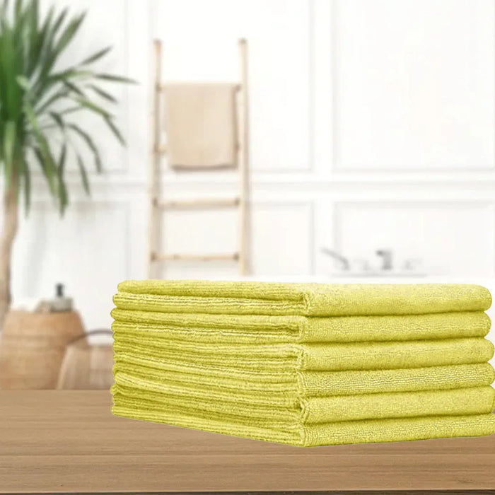 Color Microfiber Hand Towels - Yellow - 24" x 16" - 24 Counts
